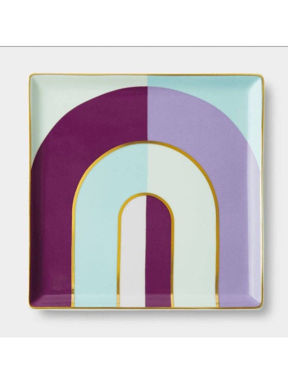 Octaevo Riviera Arch Ceramic Tray/Catchall, Gold Accent, 6"